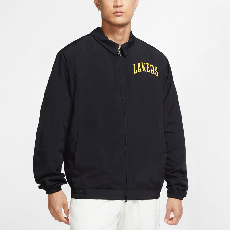 Shop Nike LA Lakers NBA 輕量標誌印花拉鍊外套 黑色 CN0765-010