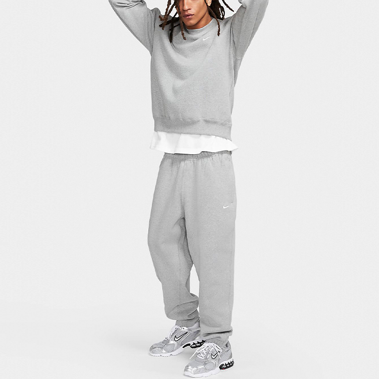 Shop Nike Lab Fleece Crew Pullover Sweatshirt Dark Heather Grey DA0318-063