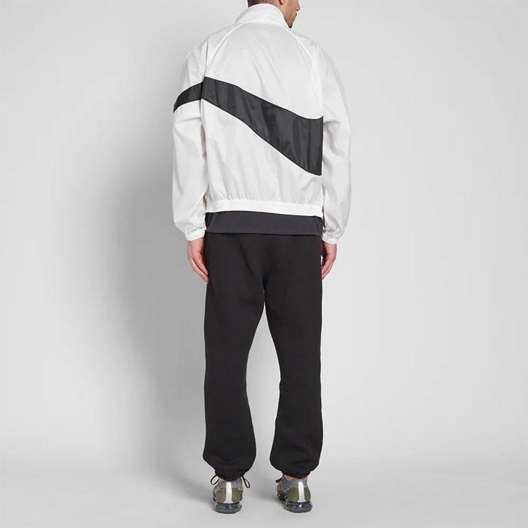 Shop Nike Lab 復古大勾拉鍊外套 白/黑 經典標誌 AA1569-100