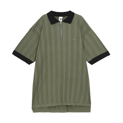 Nike Lab Made in Italy Olive Green Striped Loose Fit Casual T-Shirt . BV0974-222
