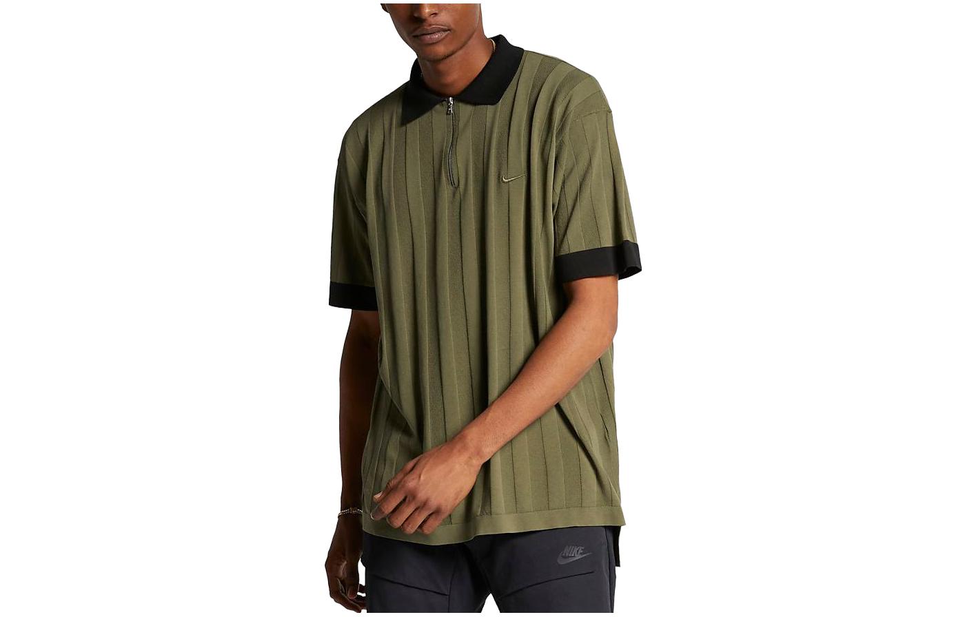 Order Nike Lab 意大利制造橄榄绿条纹宽松休闲T恤。 BV0974-222
