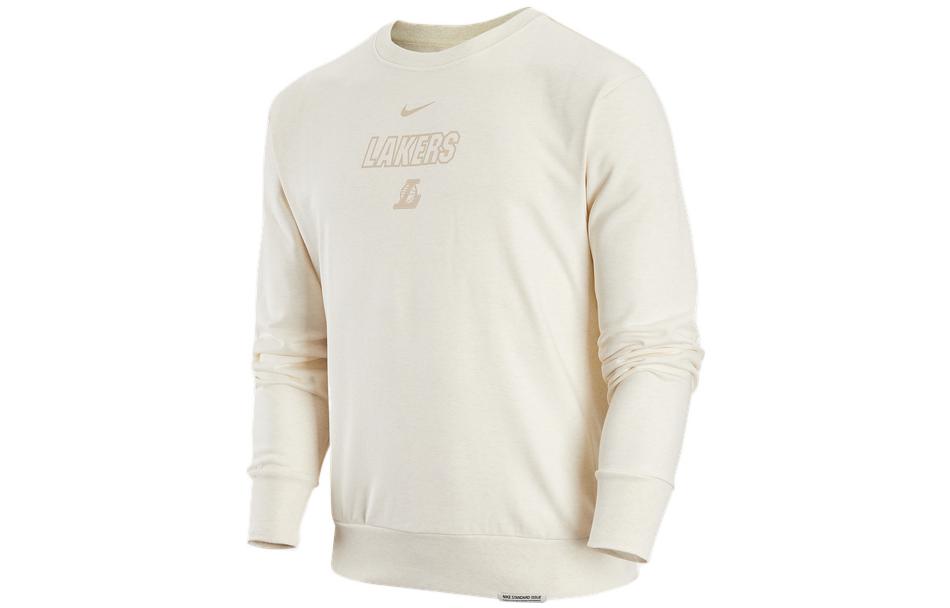 Nike Lakers White Crewneck Long-Sleeve Sweatshirt with Logo Print Men DR2121-027