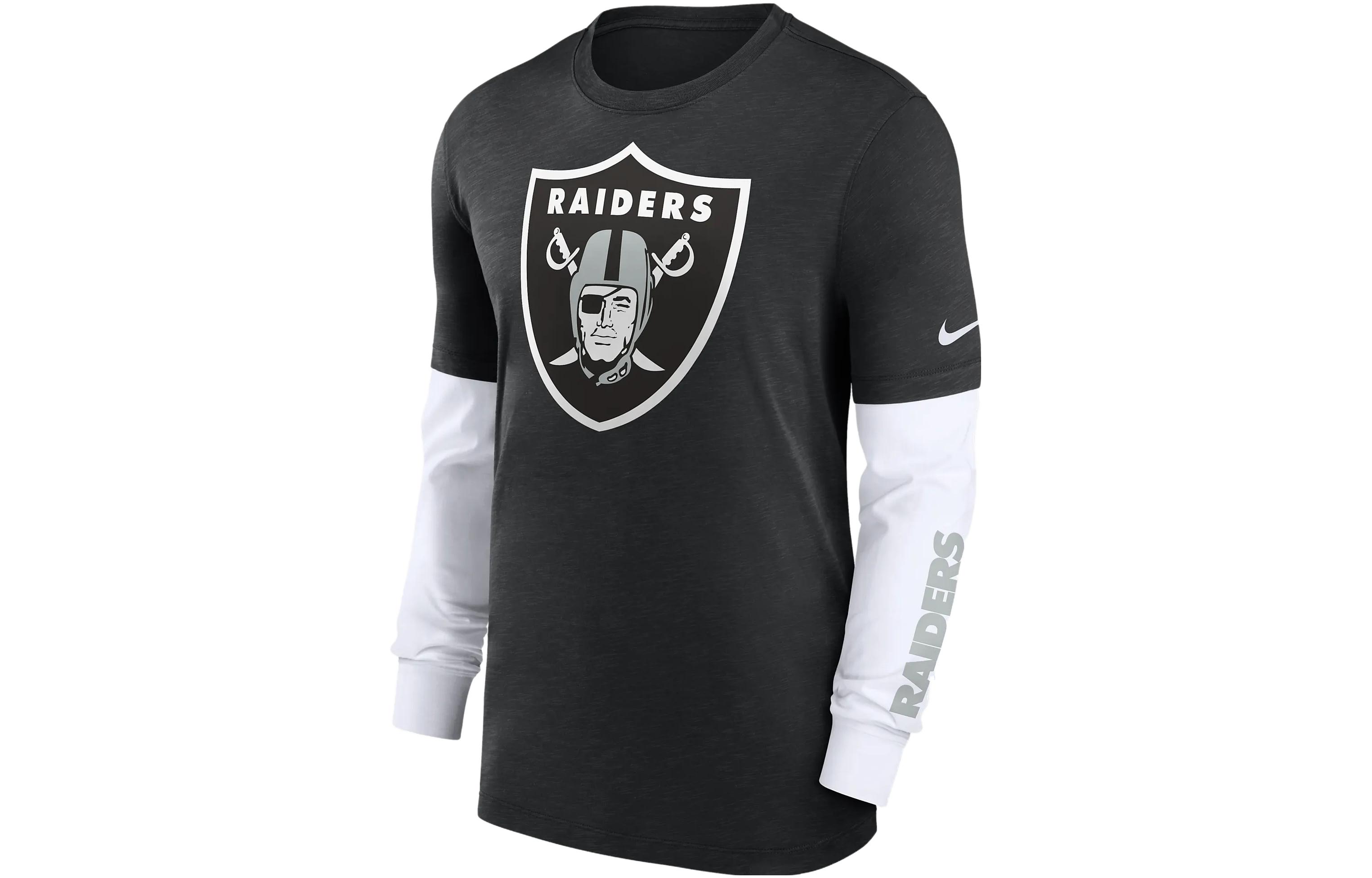 Nike Las Vegas Raiders Logo Print Contrast Crewneck Sweatshirt Black 00BY99PH8D-05G