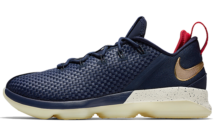 Nike LeBron 14 Low 'Midnight Navy University Red Metallic Gold' 878635-400