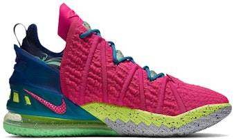 Nike Lebron 18 夜間洛杉磯 減震防滑 低筒實戰籃球鞋 男款 粉黃藍 Order Nike Lebron 18 夜間洛杉磯 減震防滑 低筒實戰籃球鞋 男款 粉黃藍