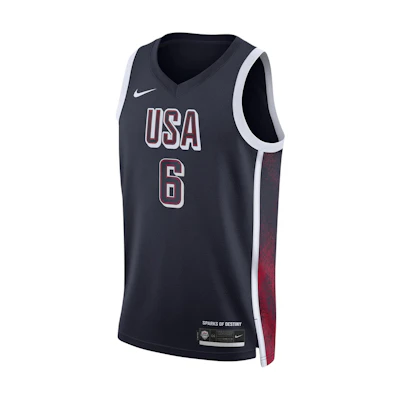 Nike LeBron James Team USA SS24 Dri-FIT Navy Basketball Training Jersey . NN201911308-USA