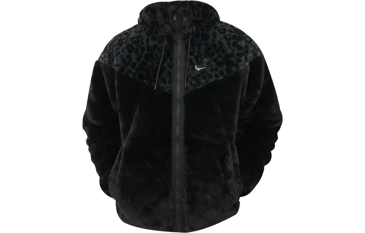 Nike Leopard Patchwork Logo Printed Zip Jacket  Black DH6683-010