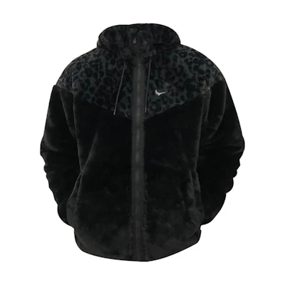 Nike Leopard Patchwork Logo Printed Zip Jacket Black DH6683-010