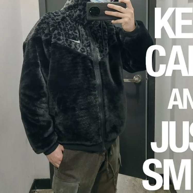 Nike Leopard Patchwork Logo Printed Zip Jacket  Black DH6683-010 圖 3