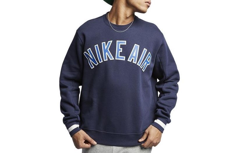 Nike Letter Logo Crewneck Pullover Navy Sweatshirt Casual Sportswear AR1823-451