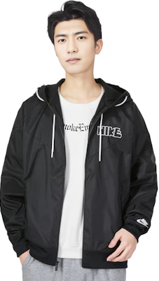 Nike Letter Logo Embroidered Hooded Sports Jacket Black DX0695-010 Shop Nike Letter Logo Embroidered Hooded Sports Jacket Black DX0695-010