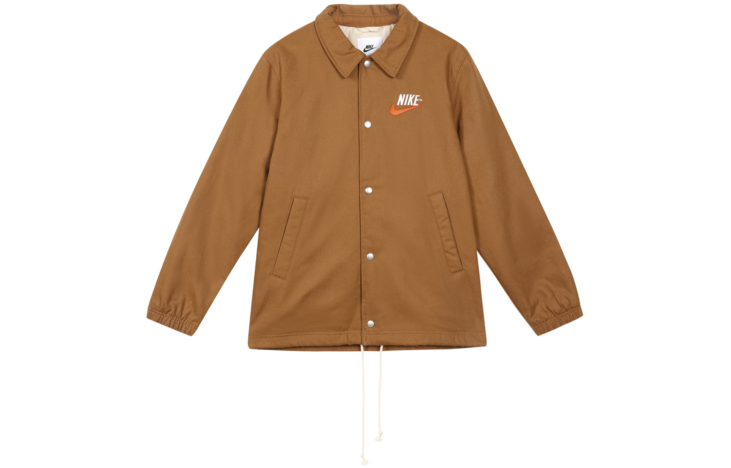 Nike Letter Logo Printed Harrington Jacket Brown Retro Style Long Sleeve FD9903-258