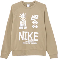 Nike Letter Logo Printed Pullover Retro Sweatshirt Khaki DQ4170-247 Nike Letter Logo Printed Pullover Retro Sweatshirt Khaki DQ4170-247