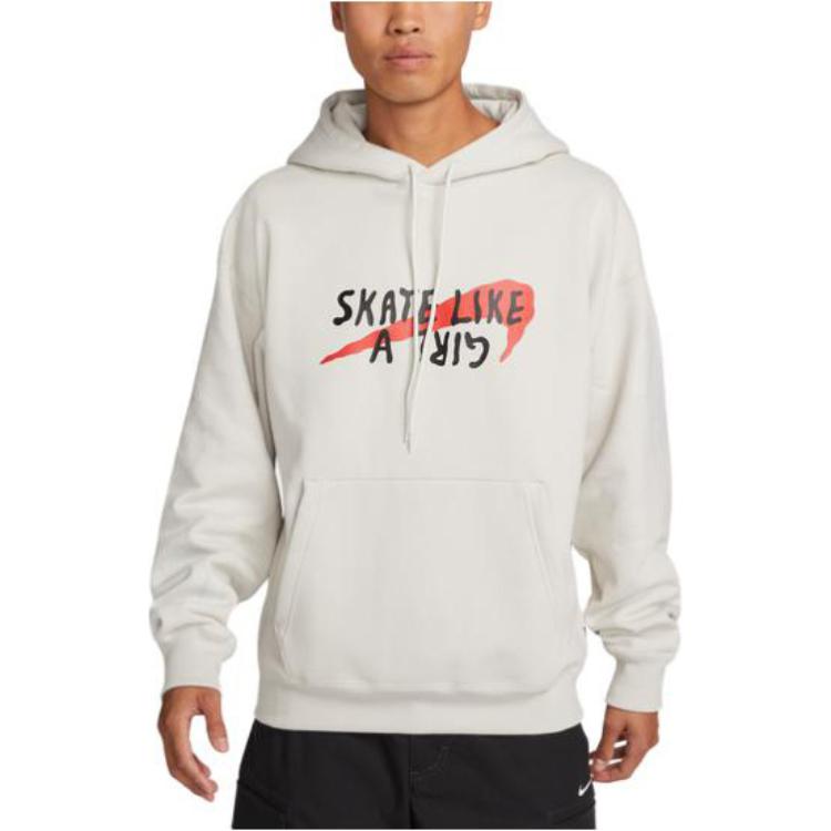 Nike Letter Print Hoodie Pullover Sweatshirt Unisex Light Bone Color DQ7305-072 圖 4