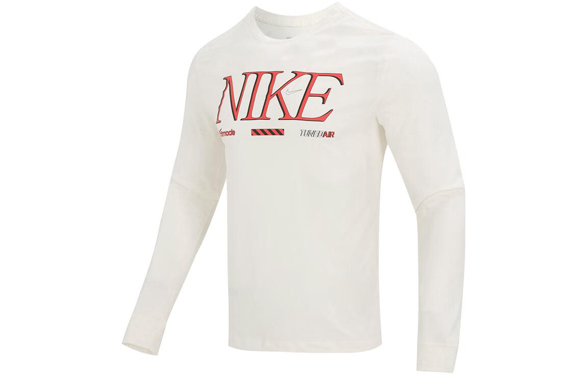 Nike Letter Print Long-Sleeve Breathable T-Shirt White FD1340-110