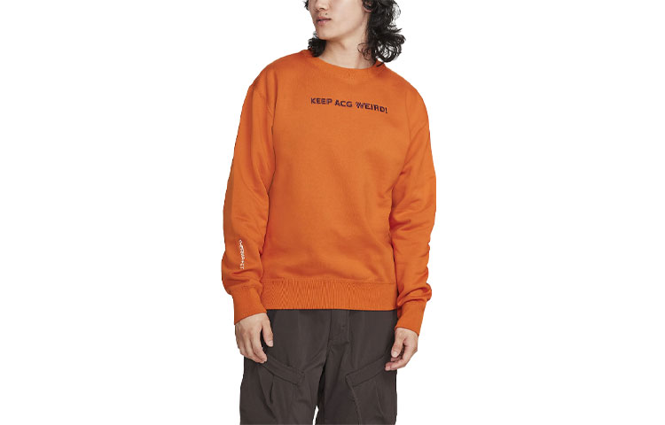 Nike Letter Print Loose Fit Long-Sleeve T-Shirt Orange Unisex FD9850-893