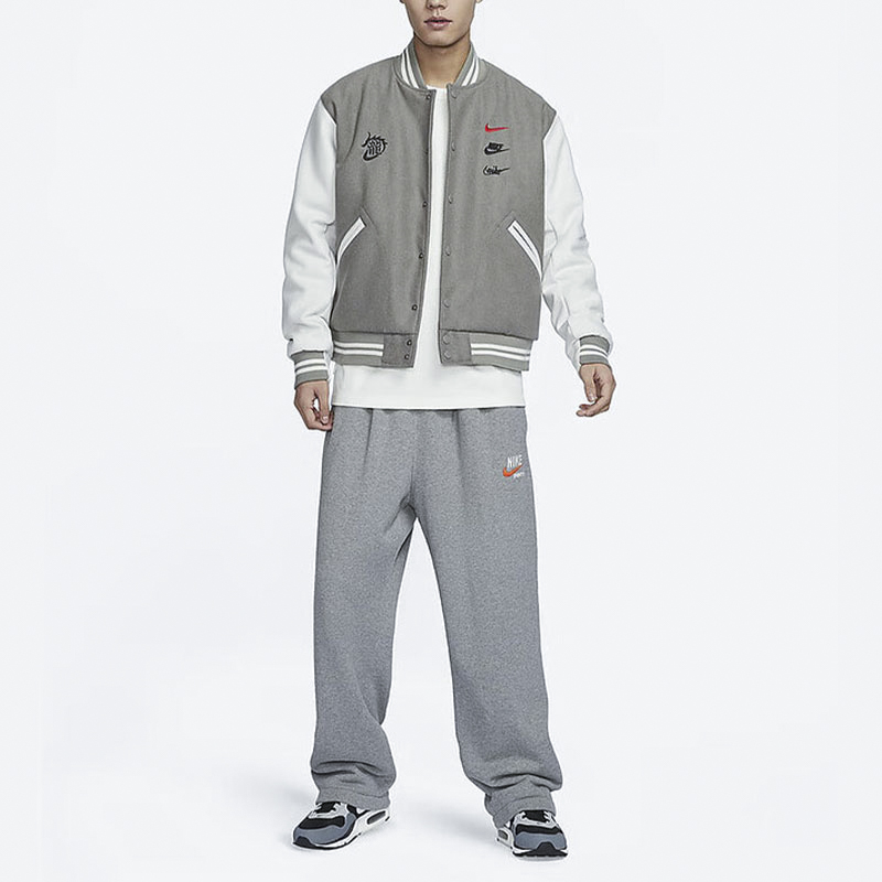 Shop Nike Letter Print Woven Jacket Gray Casual Sportswear FZ6372-029