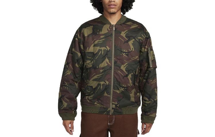 Nike Life Logo Camo Olive Woven Jacket FB7591-222