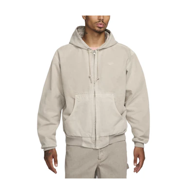 Nike Life Loose-Fit Zip Hoodie Jacket Light Iron Ore with Embroidered Logo FZ6575-014