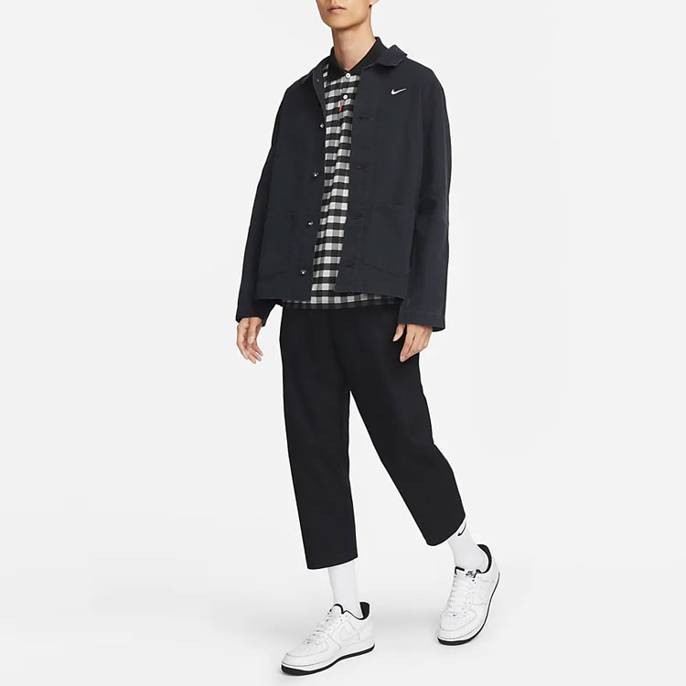 Shop 나이키 라이프 솔리드 포켓 폴로 셔츠 재킷 블랙 DQ5185-010