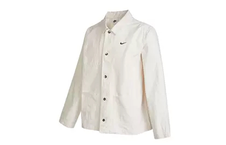 Nike Life White Solid Pocket Polo-style Jacket Shirt DQ5185-030