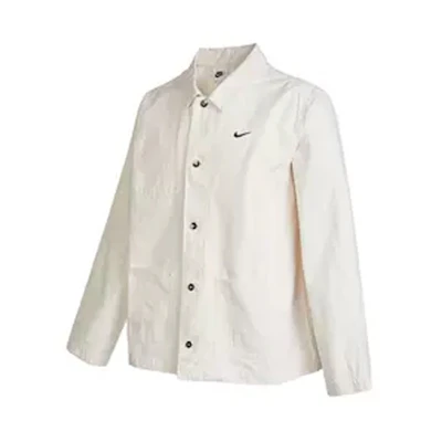 Nike Life White Solid Pocket Polo-style Jacket Shirt DQ5185-030