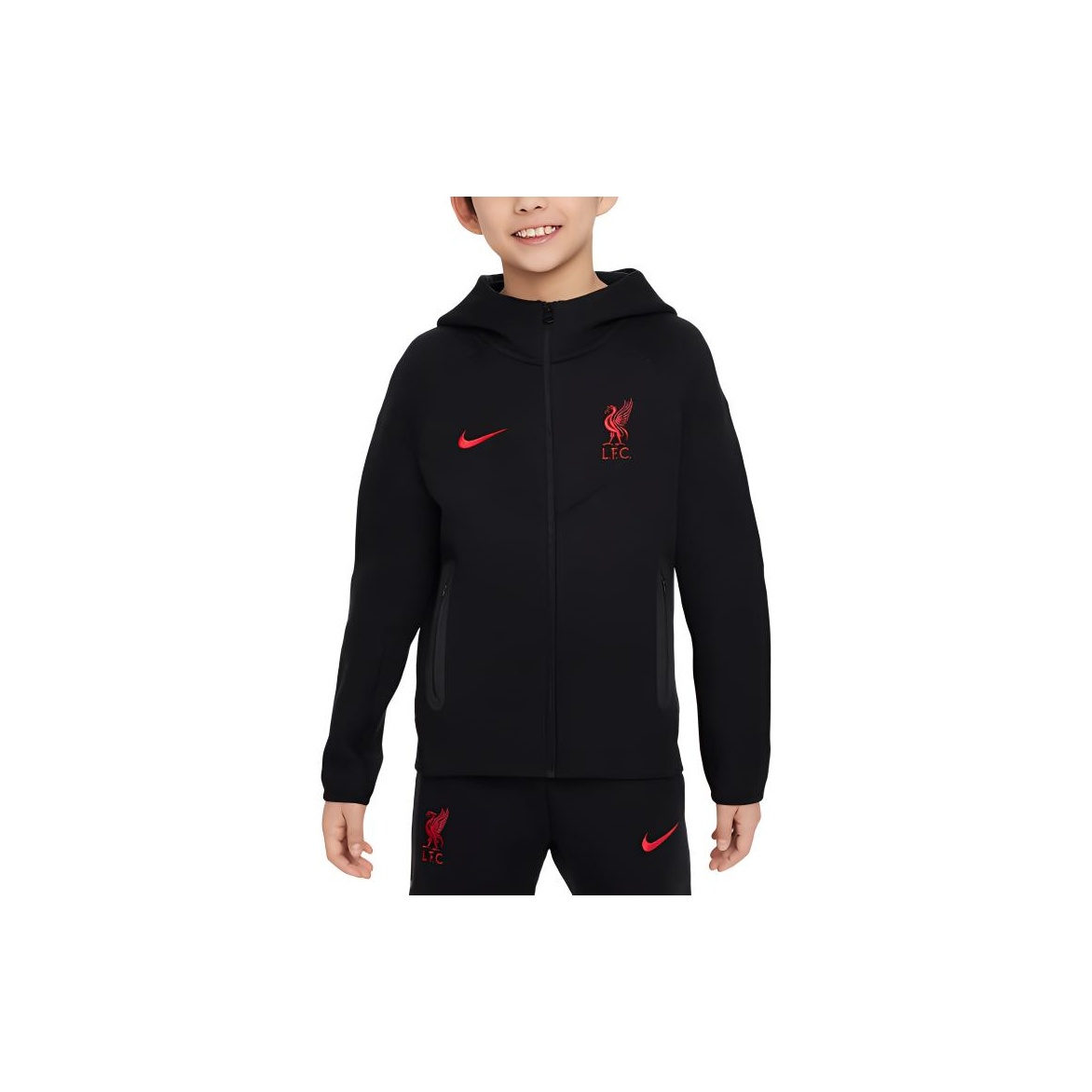 Nike Liverpool FC Tech Fleece Lightweight Hoodie Black Youth FN8502-010 圖 5