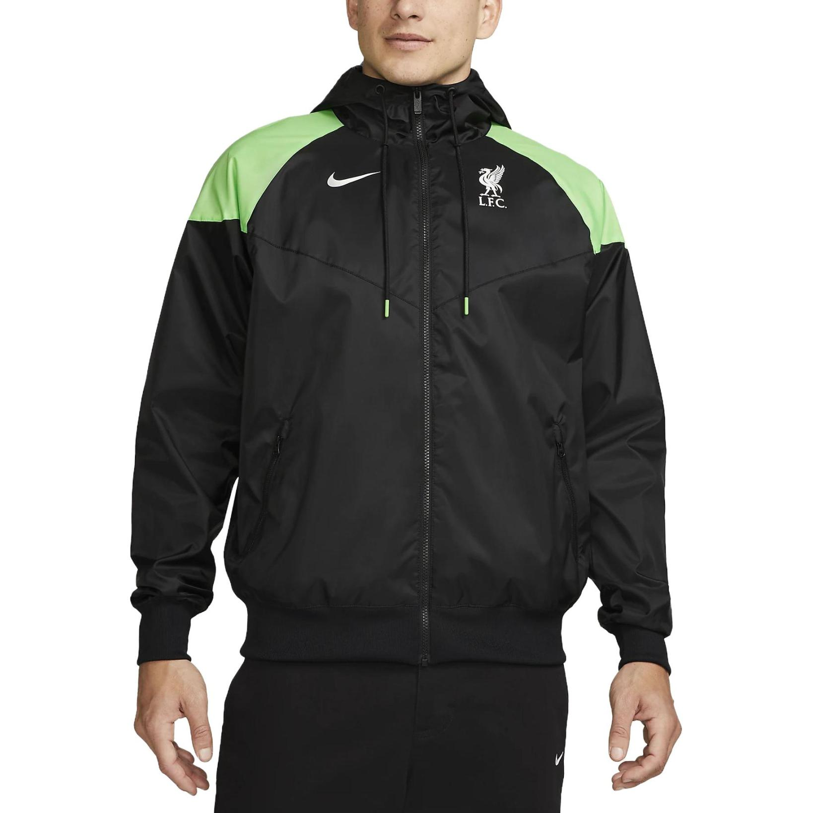 Nike Liverpool FC Windrunner Logo Embroidered Hoodie Jacket Black FD8374-010