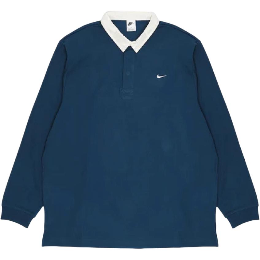 Nike Logo Button Long-Sleeve Polo Shirt Blue - . DQ5222-460