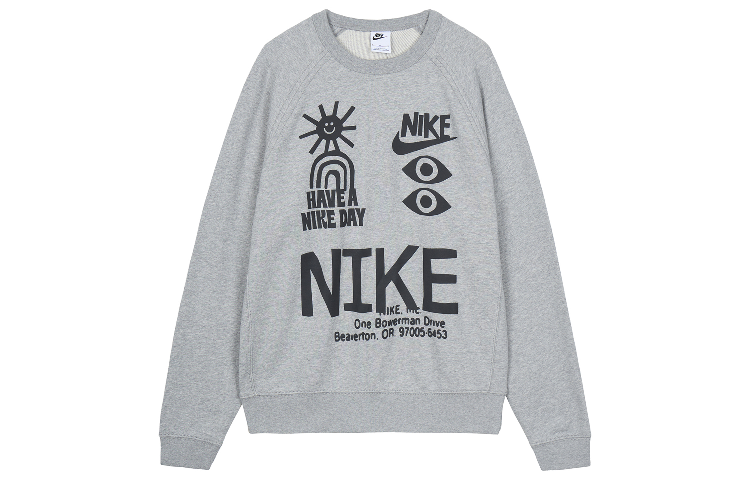 Nike Logo Crewneck Vintage Pullover Sweatshirt Gray - Long Sleeve DQ4170-063