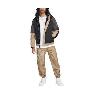 Nike Logo Embroidered Colorblock Long Sleeve Hooded Jacket DQ6198-010