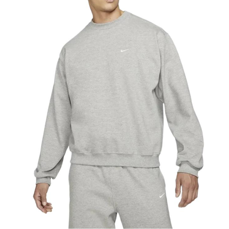 Shop Nike Logo Embroidered Crewneck Pullover Sweatshirt Grey CQ4004-063