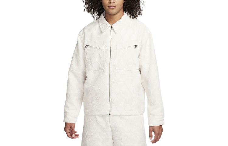 Nike Logo Embroidered Outdoor Basketball Jacket White Men’s Casual Coat FN2672-110