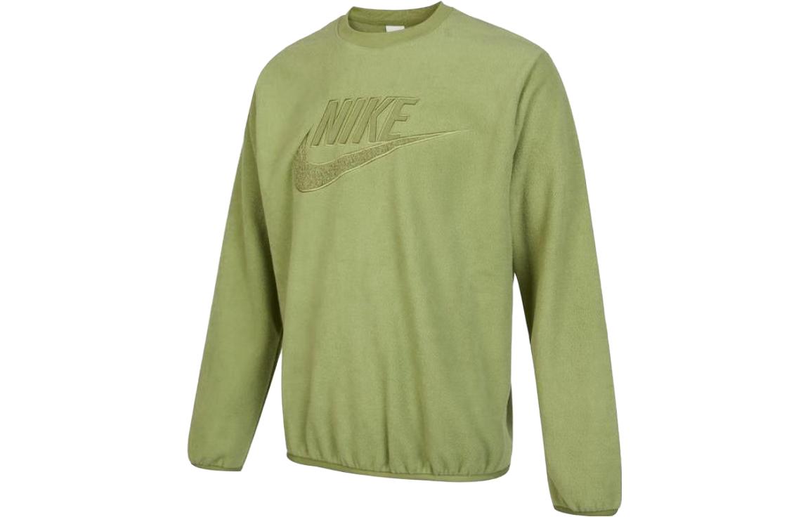 Nike Logo Fleece-Lined Pullover Sweatshirt Green Casual Wear DQ4889-334
