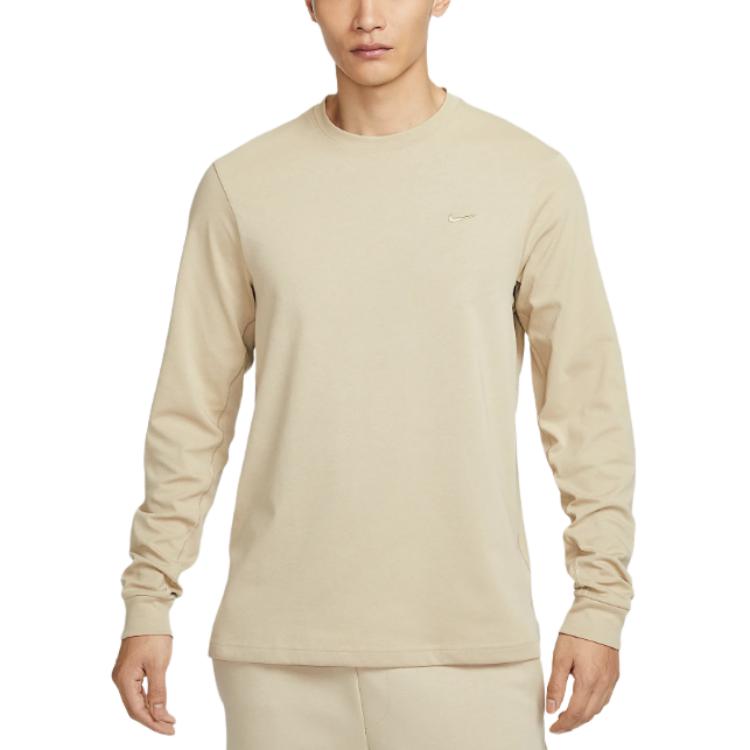 Nike Logo Long-Sleeve Crewneck Sweatshirt in Khaki Color FB8586-251