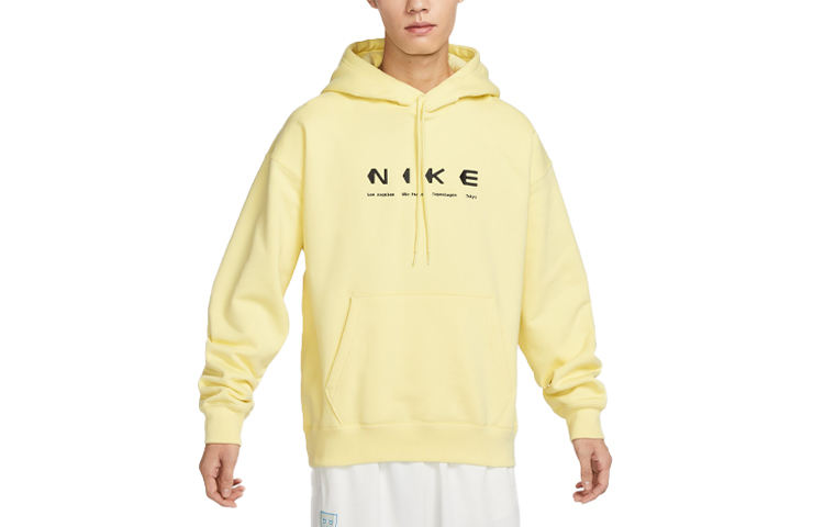 Nike Logo Print Pullover Sweatshirt Unisex Light Lemon Yellow DV9047-706