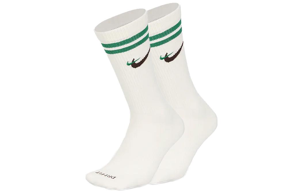 Nike Logo Print Quick-Dry Mid-Calf Socks Unisex White DQ9165-133