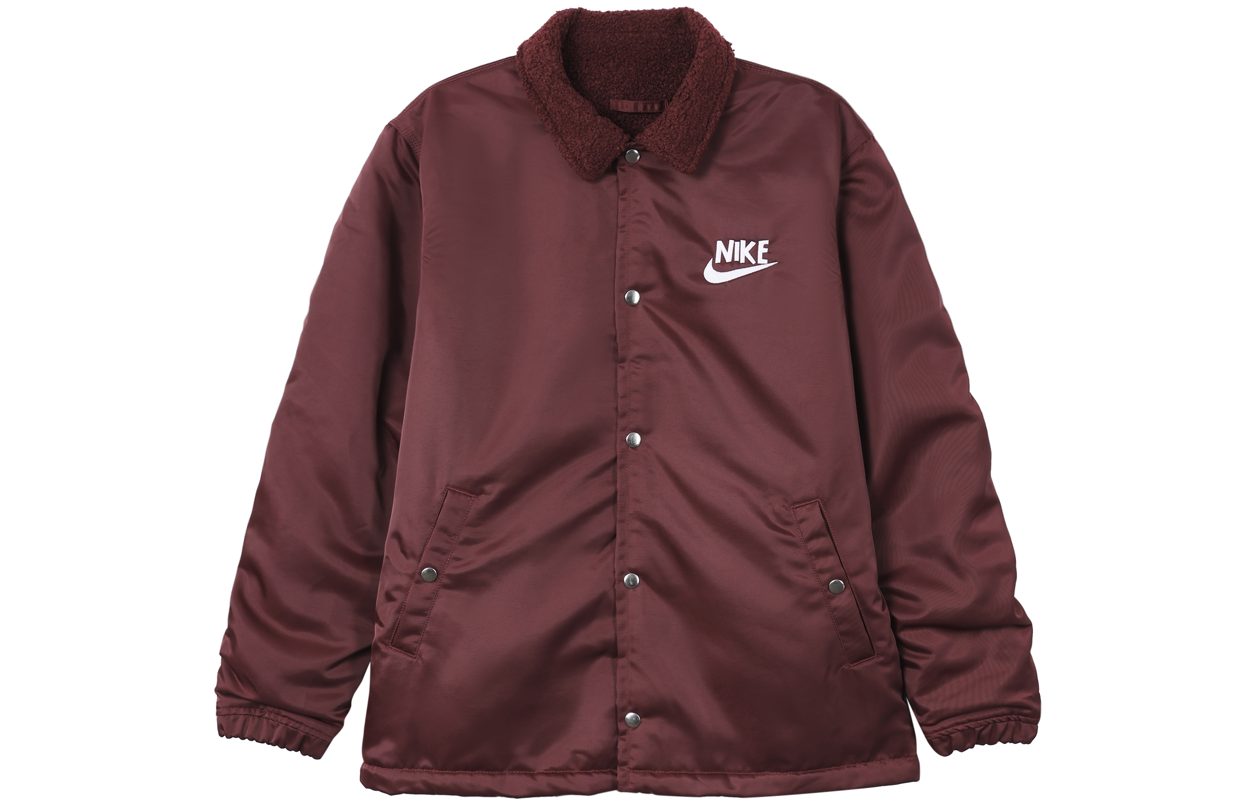 Nike Logo Print Single-Breasted Solid Jacket Maroon DQ4192-638