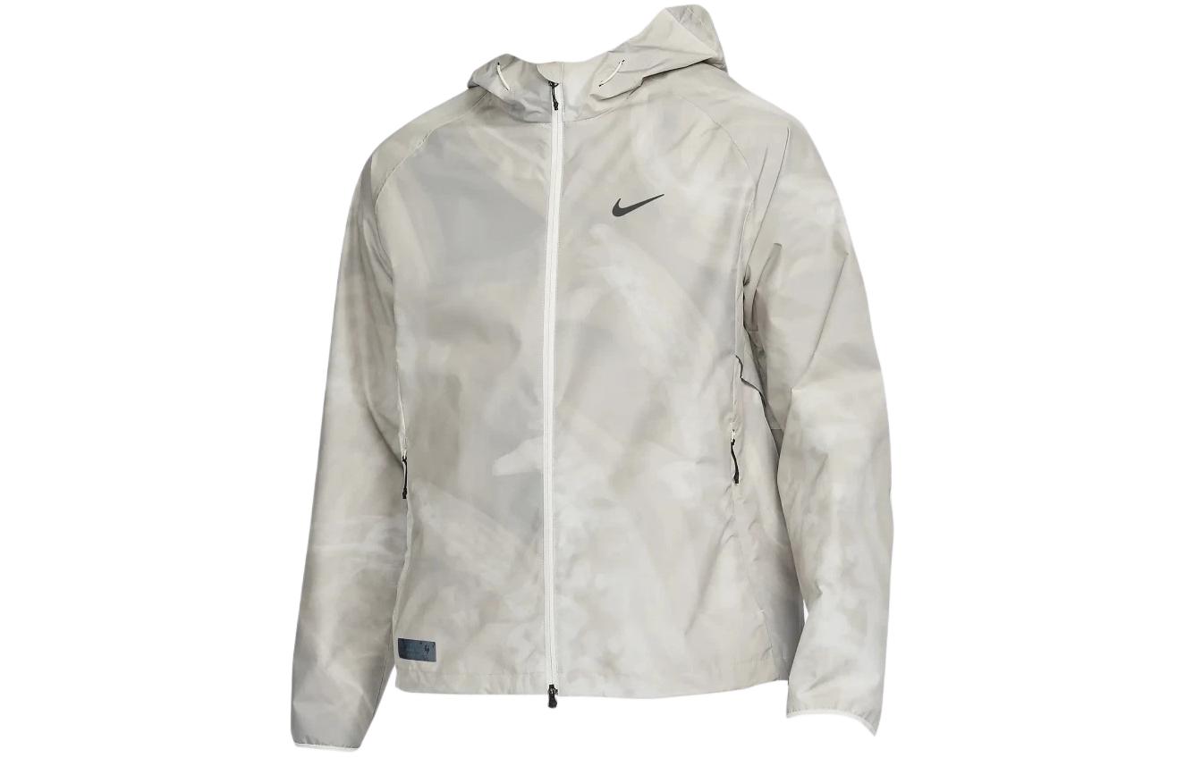 Nike Logo Print Zip-Up Hoodie Jacket Men’s Grey/White FB8550-030