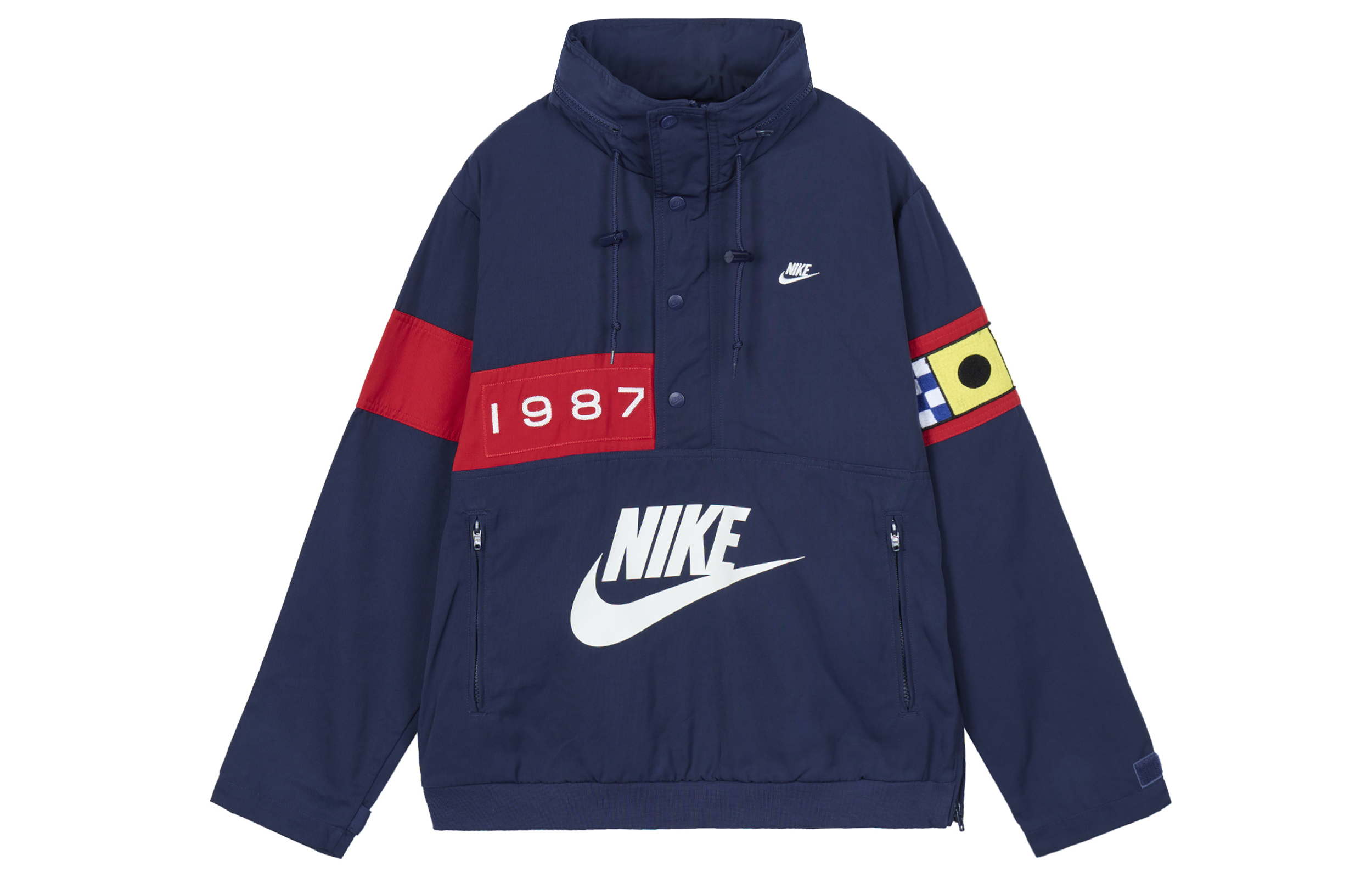 Nike Logo Printed Button-Up Drawstring Hooded Jacket  Navy Blue. DA0367-410 圖 2
