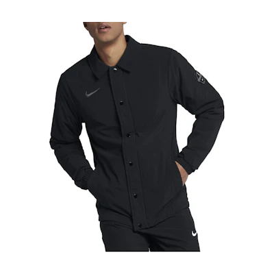 Nike Logo Printed Polo Collar Button-Up Jacket Black - 890654-010