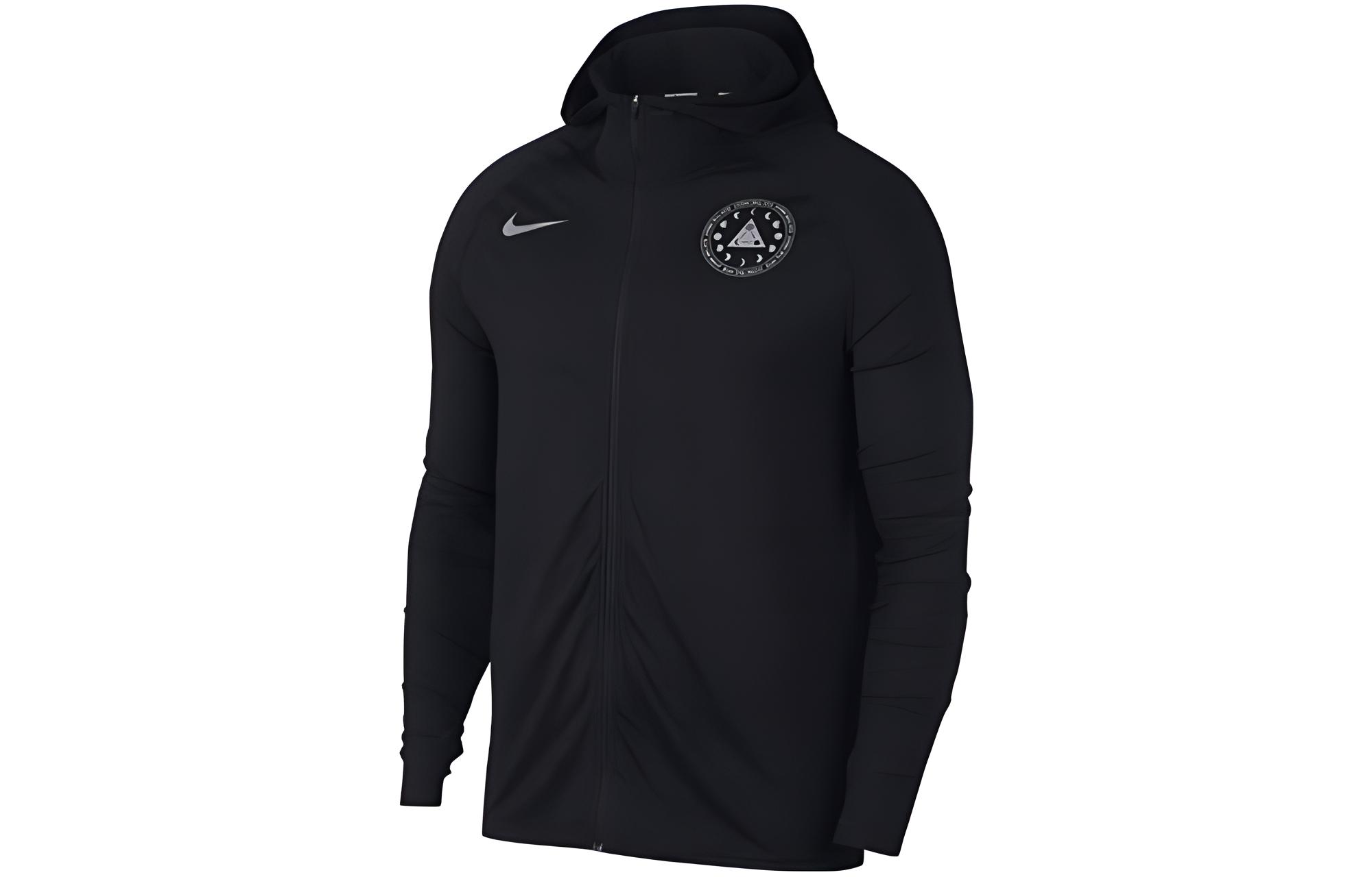 Nike Logo Printed Solid Color Zip-Up Hoodie Jacket Black AV2920-010