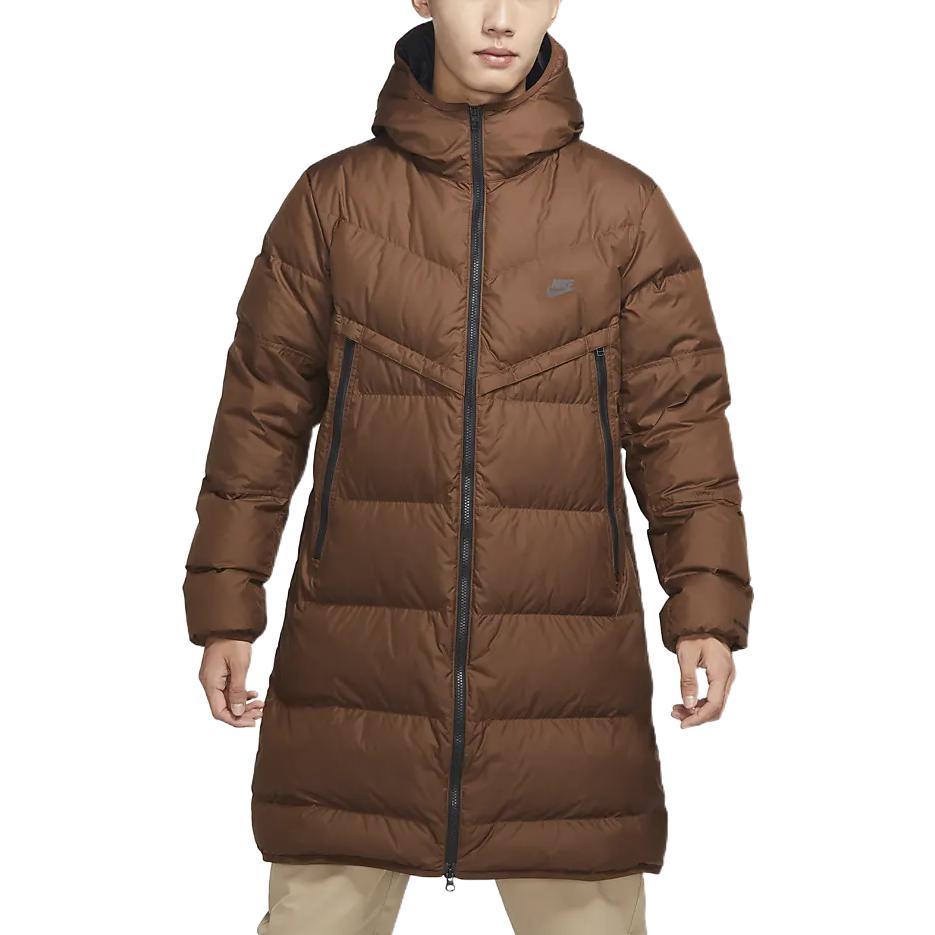 Purchase Nike Jaket Tahan Air Cokelat dengan Logo dan Hoodie Ritsleting. DV1134-259