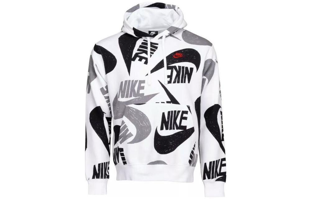 Nike Logo Printed White Hoodie Casual American-Style Sweatshirt CJ6312-010