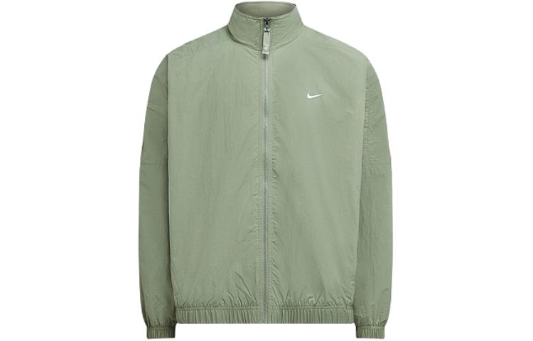 Nike Logo Stand Collar Zip-Up Jacket Green  Long Sleeve Outerwear DQ5200-386