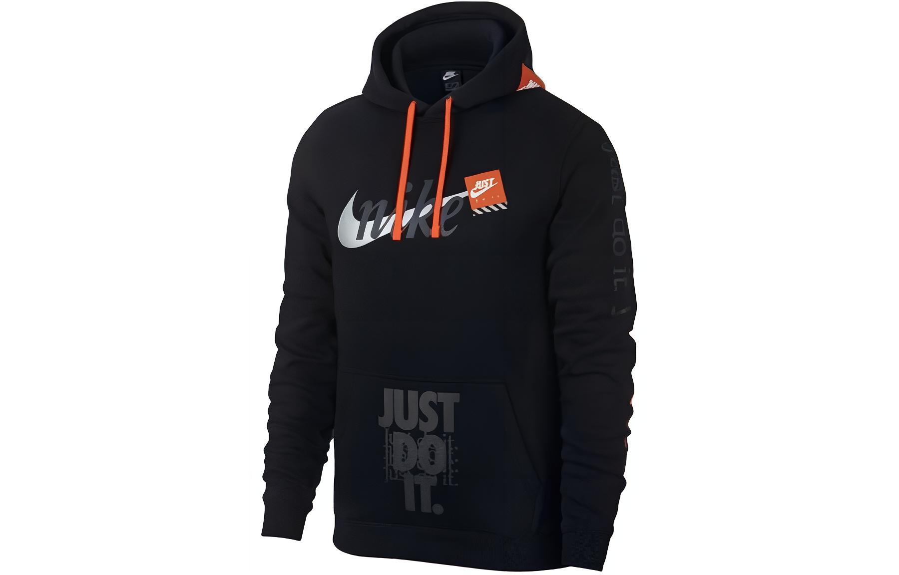 Nike Loose Fit Black Pullover Hoodie with Letter Design AV5905-010
