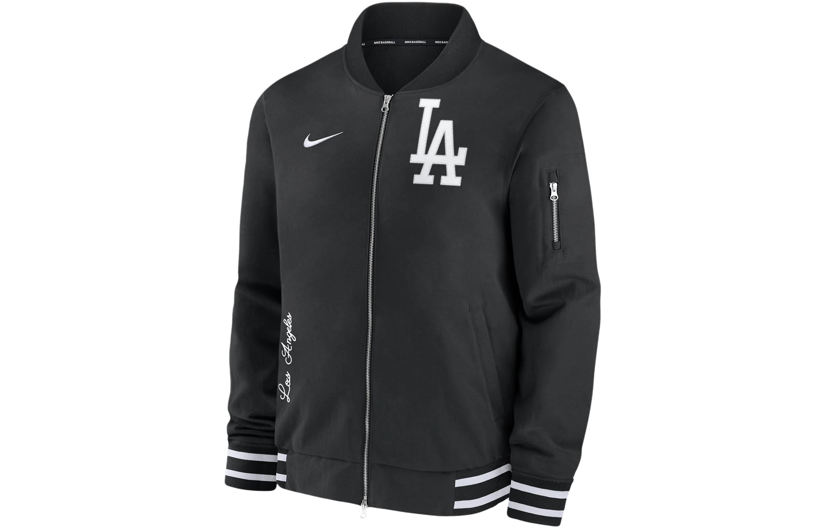Nike Los Angeles Dodgers Logo Printed Jacket Black Casual Outerwear 015D03AYLD-132