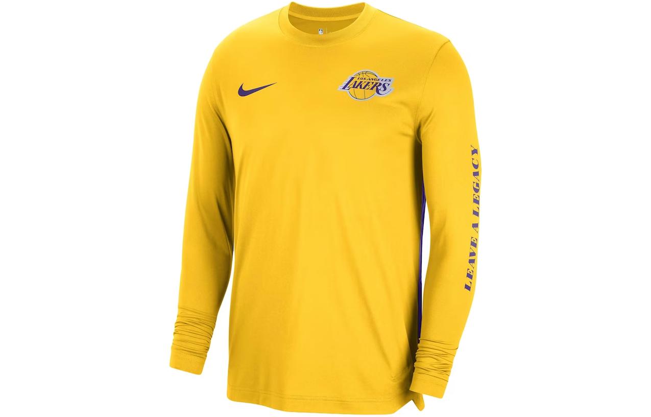 Nike Los Angeles Lakers 23-24 Gold Crewneck Long Sleeve Jersey Unisex. DX9436-728