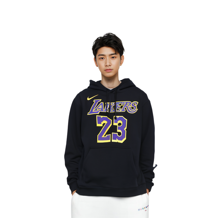 Nike Los Angeles Lakers Fleece Basketball Hoodie Black AV0401-010 圖 6