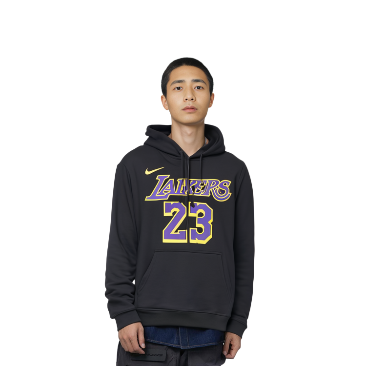 Nike Los Angeles Lakers Fleece Basketball Hoodie Black AV0401-010 圖 8